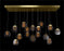 John Richard Bansho: Thirty Light Layered Glass Horizontal Pendant Chandelier