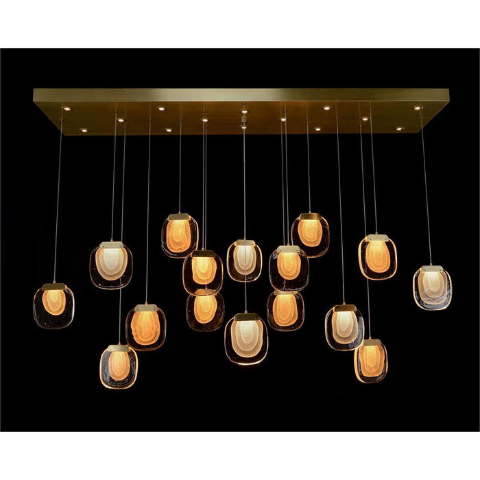 John Richard Bansho: Thirty Light Layered Glass Horizontal Pendant Chandelier