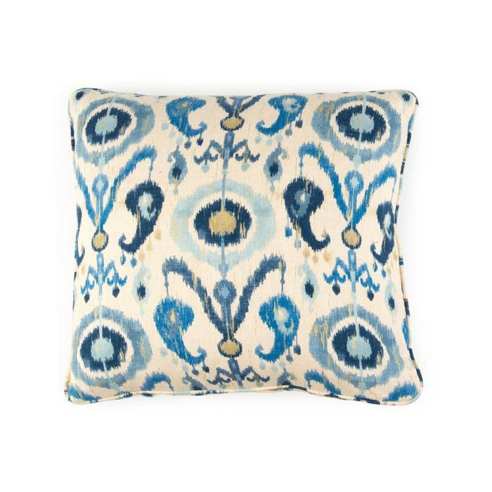 John Richard Toss Pillow with a Blue Ikat Pattern