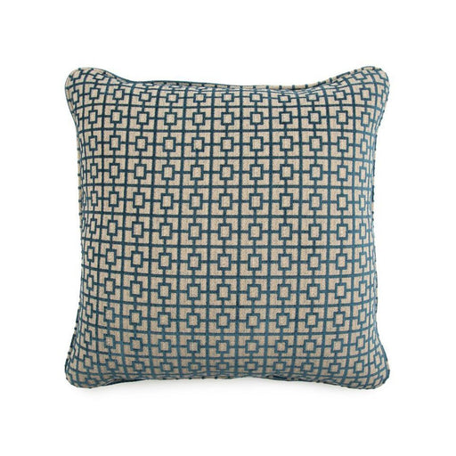 John Richard Toss Pillow with a Blue Geometric Print Pattern