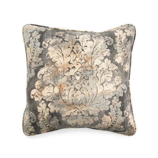 John Richard Toss Pillow with a Grey Brown Damask Pattern