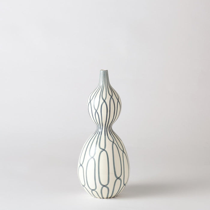 Global Views Linking Trellis Double Bulb Vase-Blue