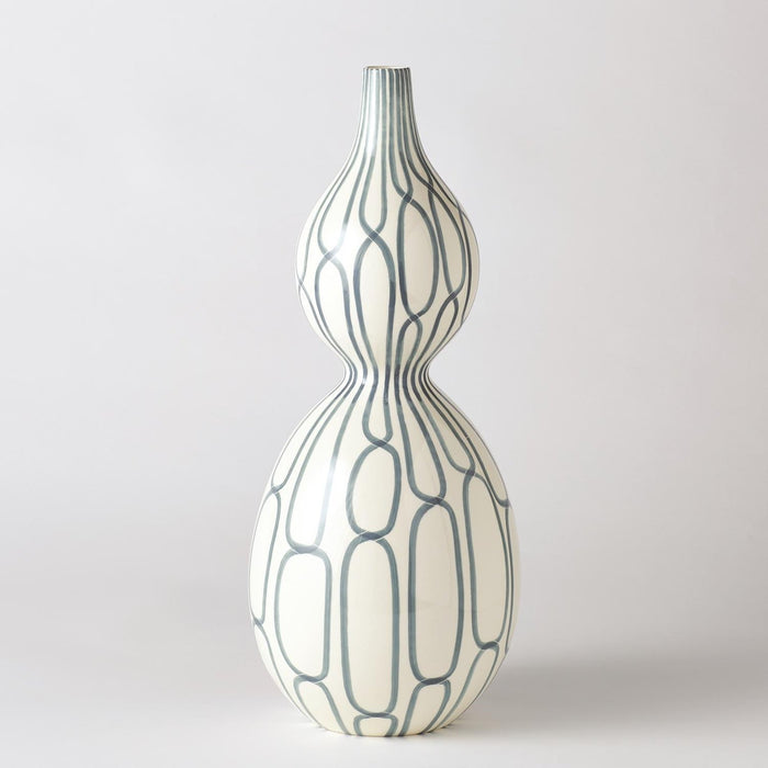 Global Views Linking Trellis Double Bulb Vase-Blue
