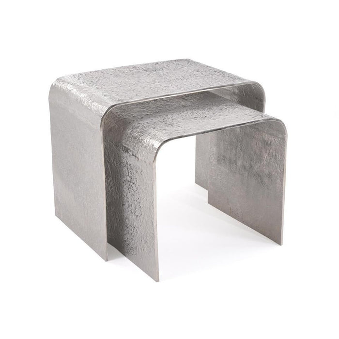 John Richard A Set of Textured Nesting Tables in Nickel