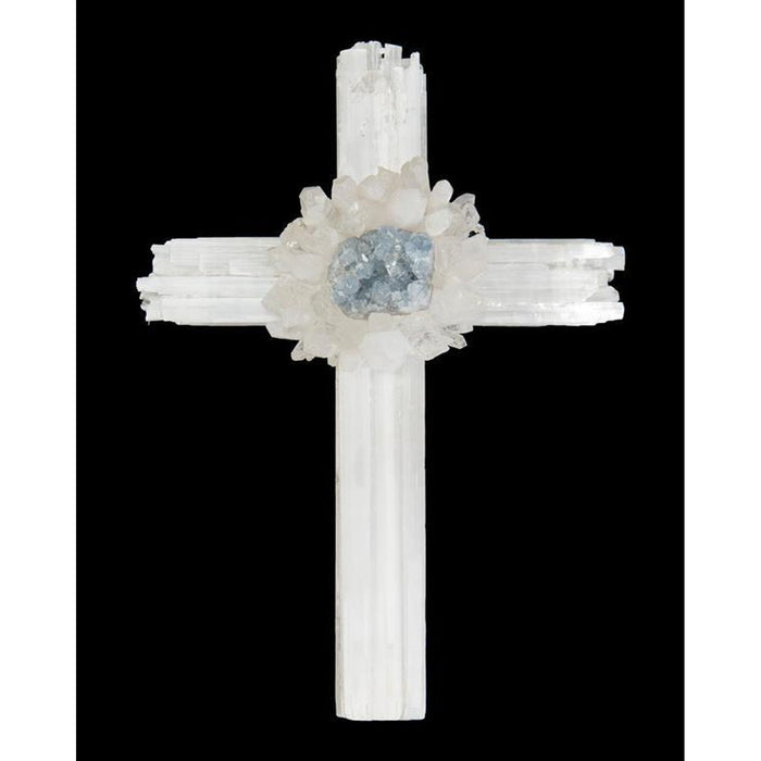 John Richard Selenite Cross with Celestite
