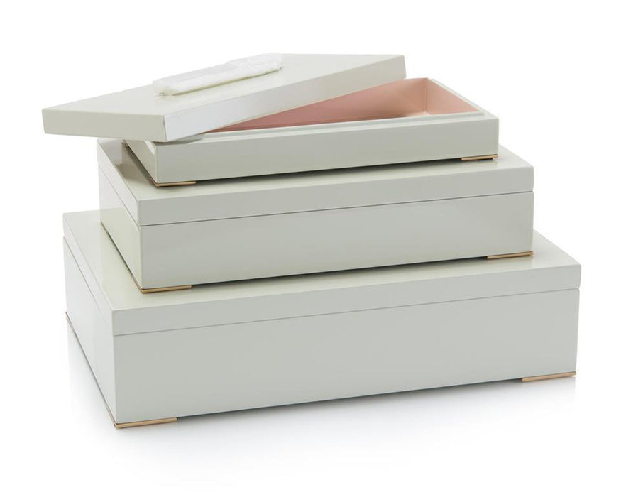 John Richard Set of Three Boxes Topped in Selenite