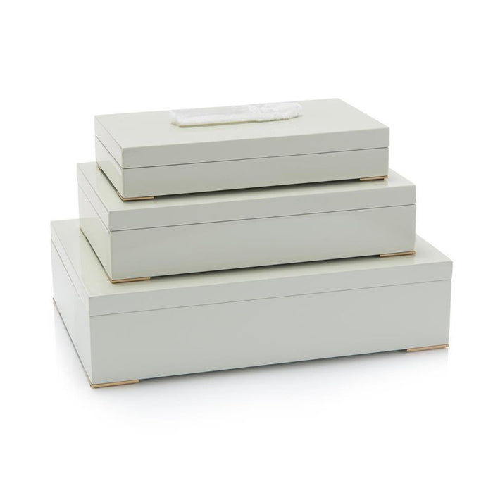 John Richard Set of Three Boxes Topped in Selenite