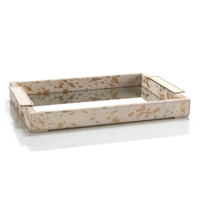 John Richard Cream and Gold Hide Mirrored Tray