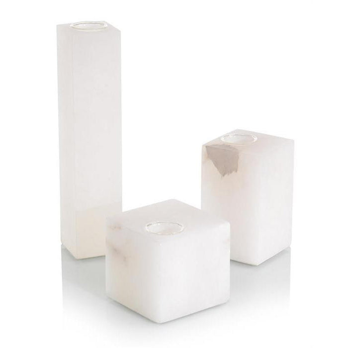 John Richard Set of Three Cubist Alabaster Vases
