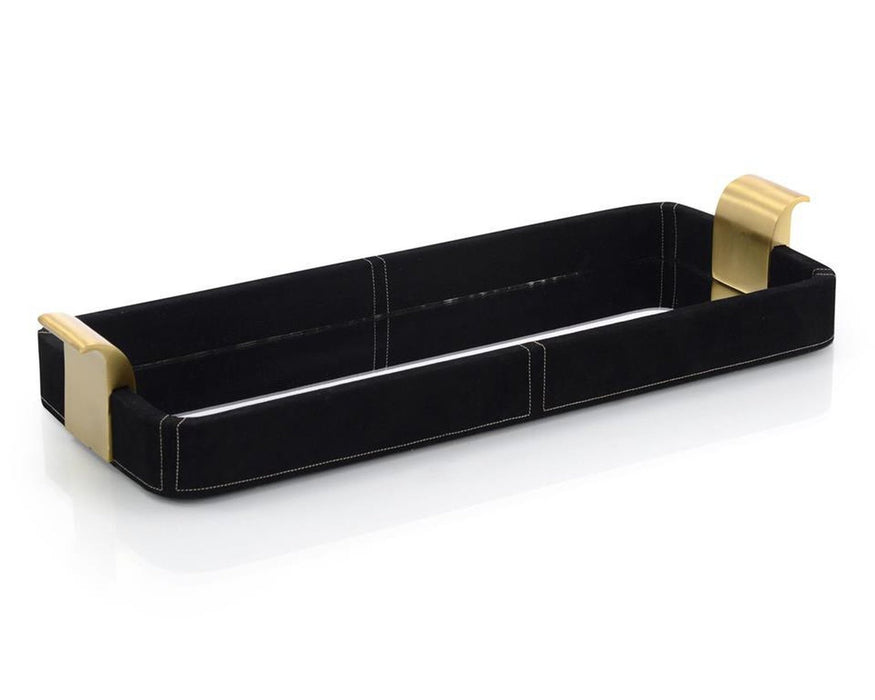 John Richard Black Suede and Mirror Tray