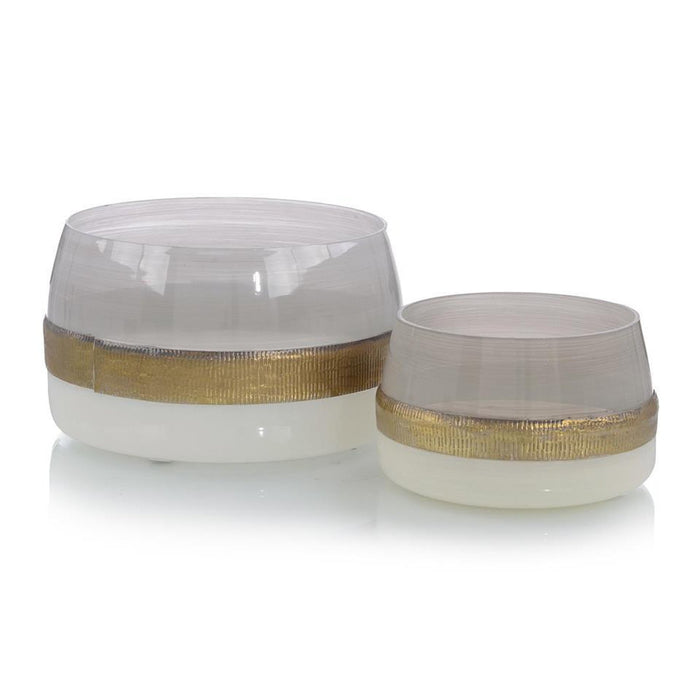 John Richard Set of Two Opaque Frosted Champagne Glass Bowls