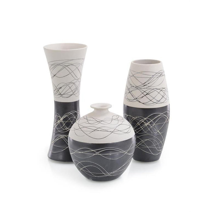 John Richard Set of Three Night-and-Day Porcelain Vases