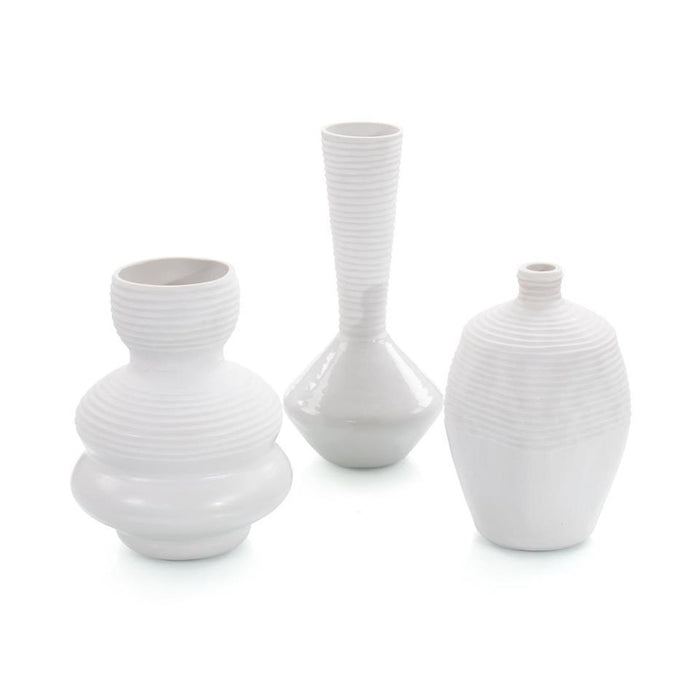 John Richard Set of Three White Chiseled Vases