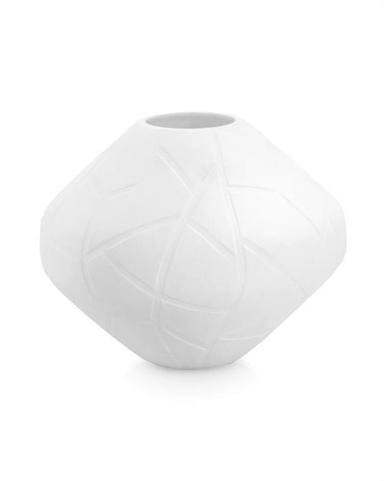 John Richard White Etched Glass Vase