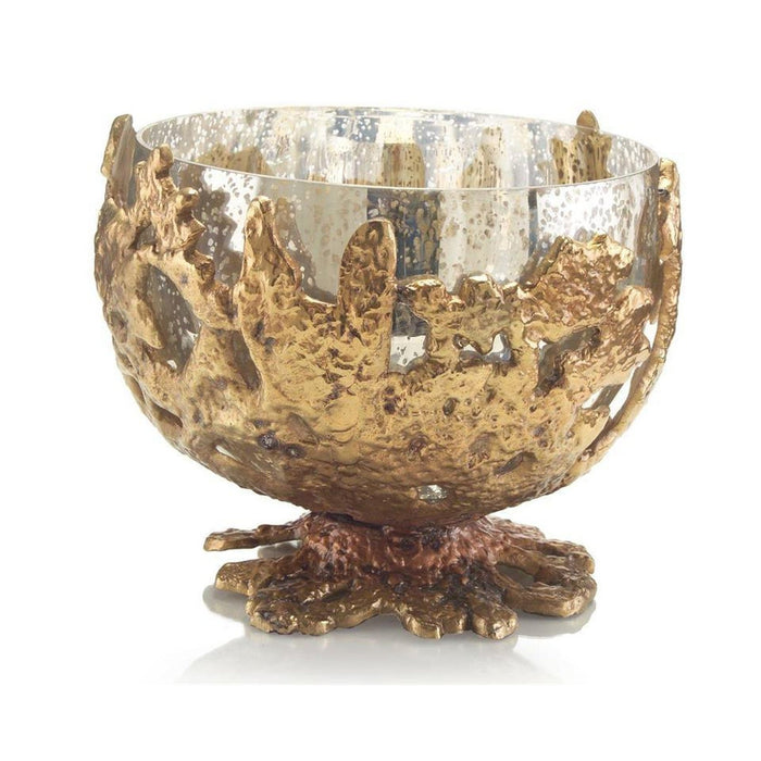 John Richard Brass Casting Encases Mercury Glass Bowl