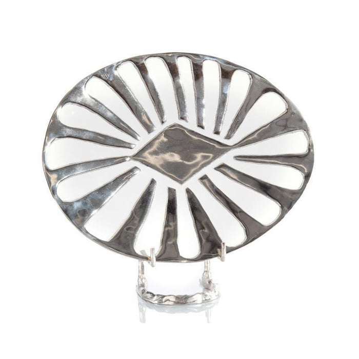 John Richard Eos Nickel & Wht Oval Platr