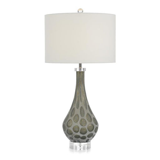 John Richard Carved Glass Teardrop Table Lamp in Grey