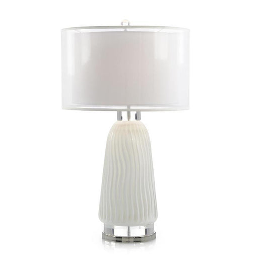 John Richard Waves in White Carved Glass Table Lamp