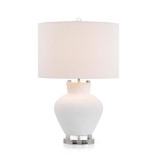 John Richard White Ribbed Glass Table Lamp