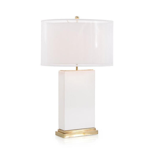 John Richard White Leather Table Lamp