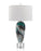 John Richard Peacock Blue Marbled Handblown Art Glass Table Lamp