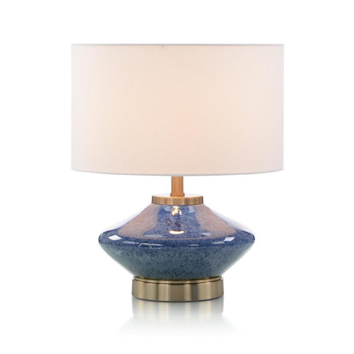 John Richard Cerulean Blue Porcelain and Coffee Bronze Accent Lamp