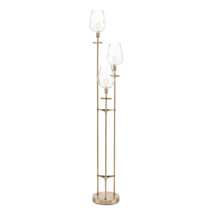 John Richard Glass and Brass Tripod Torchiere Floor Lamp