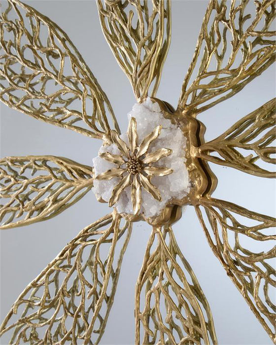 John Richard Veined Leaf and Geode Round Mirror