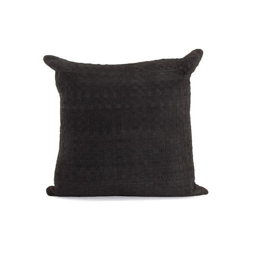 John Richard Black Suede Basket Weave Leather Pillow