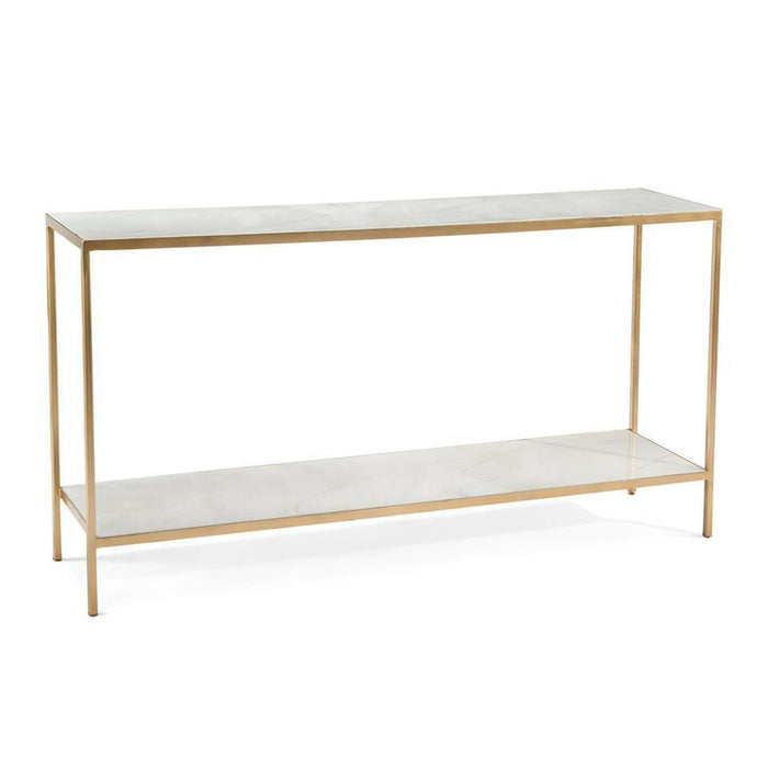 John Richard Austin A. James' New Orleans White Gold Sofa Table with Shelf