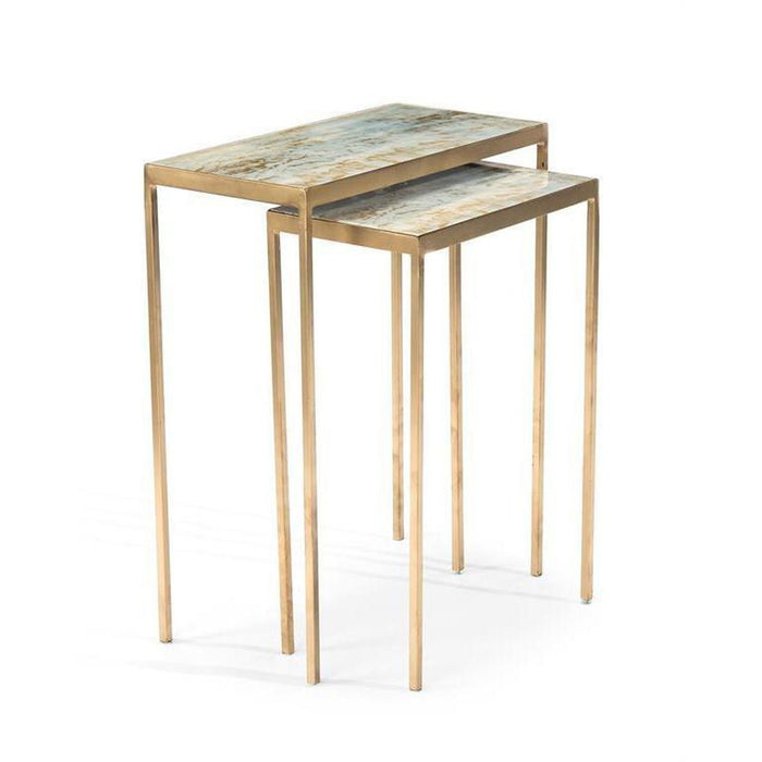 John Richard Set of Two Austin A. James' Lustrous Sky Stacking Tables